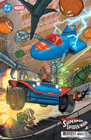 DC MARVEL SUPERMAN SPIDER-MAN #1 (ONE SHOT) CVR T EVAN DOC SHANER SUPERMOBILE & SPIDER-MOBILE CARD STOCK VAR