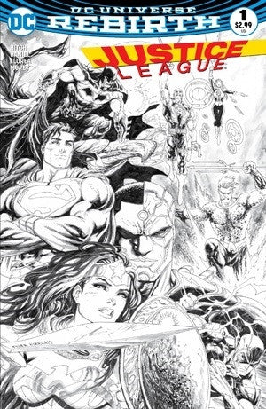 JUSTICE LEAGUE #1 TYLER KIRHAM B&W DYNAMIC FORCES VARIANT