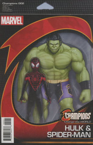 CHAMPIONS VOL 2 #2 COVER VARIANT B ACTION FIGURE HULK SPIDERMAN