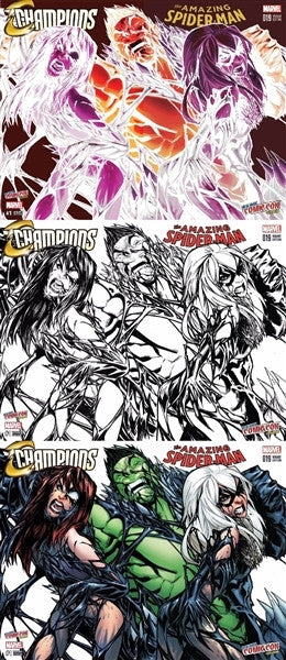 CHAMPIONS #1 /AMAZING SPIDERMAN #19 THREE PACK COLOR SHOCK & B&W