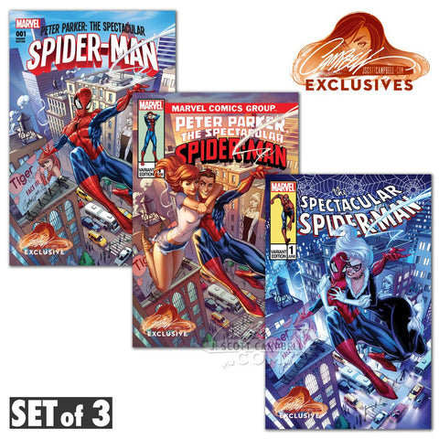 PETER PARKER SPECTACULAR SPIDER-MAN #1 J SCOTT CAMPBELL 3 PACK EXCLUSIVE