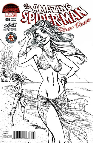AMAZING SPIDER-MAN RENEW YOUR VOWS #5 J SCOTT CAMPBELL HAWAII CON B&W EXCLUSIVE