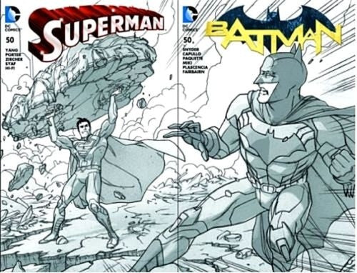 BATMAN #50 / SUPERMAN #50 MADNESS B&W CONNECTING VARIANT SET