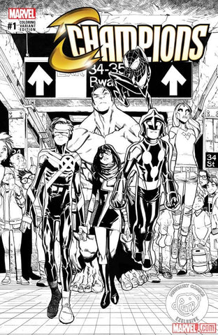 CHAMPIONS VOL 2 #1 NEWBURY HUMBERTO RAMOS B&W SKETCH VARIANT