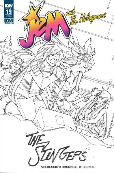 JEM & THE HOLOGRAMS #19 NYCC MERIDETH McLAREN B&W SKETCH VARIANT