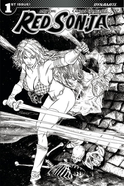RED SONJA VOL 7 #1 COVER J PETERSON B&W SKETCH VARIANT
