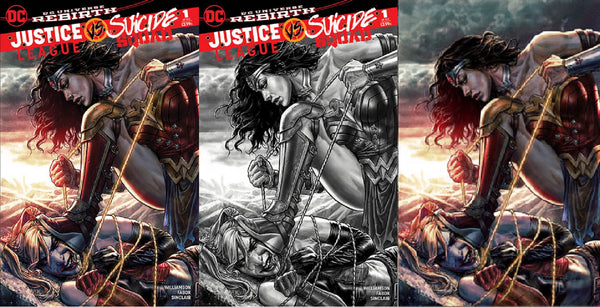 JUSTICE LEAGUE VS SUICIDE SQUAD #1 FORBIDDEN PLANET VARIANT SET