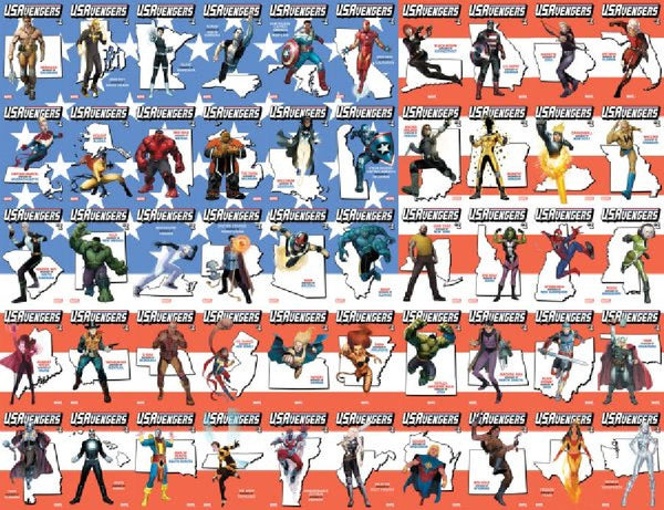 US AVENGERS #1 COVER A-Z-53 ALL STATE TERRITORY COUNTRY VARIANT