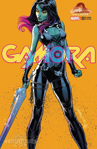 GAMORA #1 J SCOTT CAMPBELL COLOR YELLOW BACKGROUND VARIANT