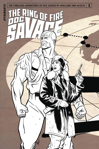 DOC SAVAGE RING OF FIRE #1 CVR C SCHOONOVER B&W VARIANT