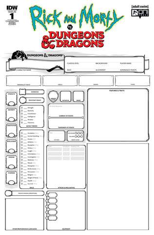 RICK & MORTY VS DUNGEONS & DRAGONS #1 (OF 4) CONVENTION EXCLUSIVE BLANK CHARACTER SHEET