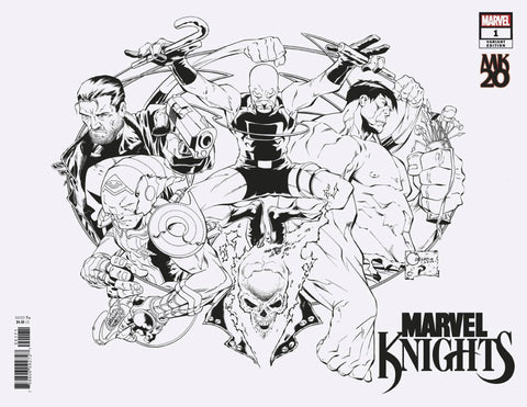 MARVEL KNIGHTS 20TH #1 (OF 6) QUESADA WRAPAROUND BW HIDDEN G