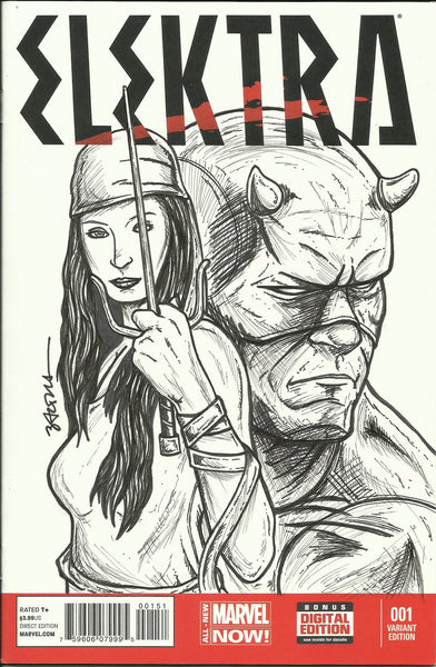 Elektra # 1 Original Sketch Cover By Nicholas Baltra